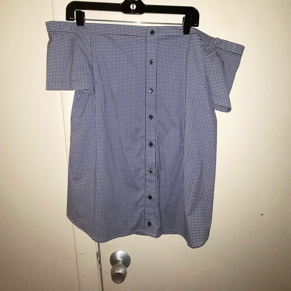 Michael Kors Tops - Michael Kors Off the Shoulder Checkered Top